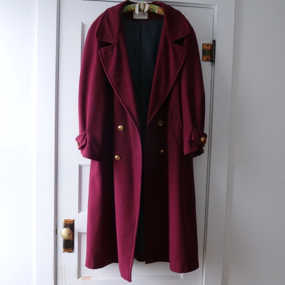 1980s International Scene burgundy wool longline overcoat - Picture 9 of 10